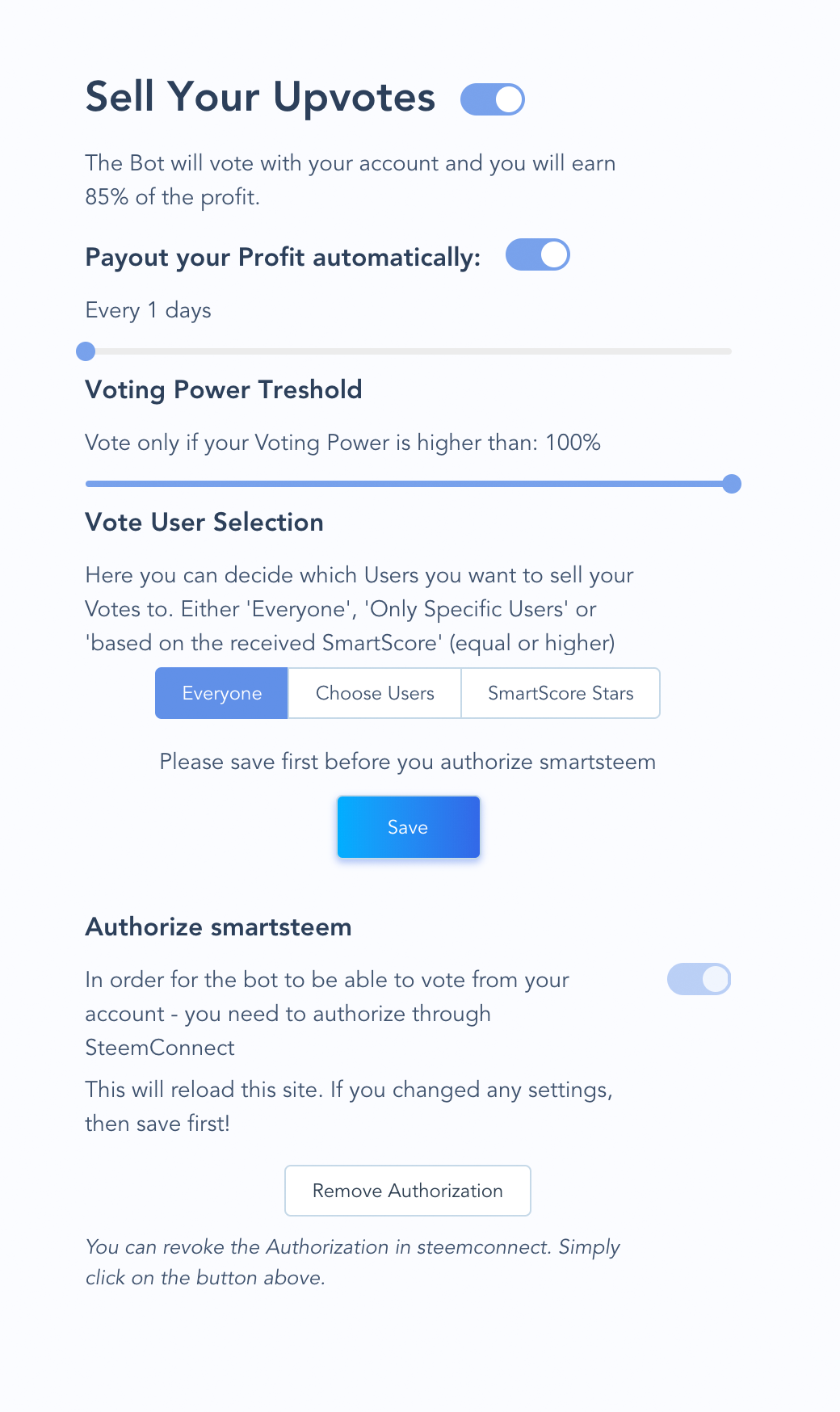smartsteem sell upvotes
