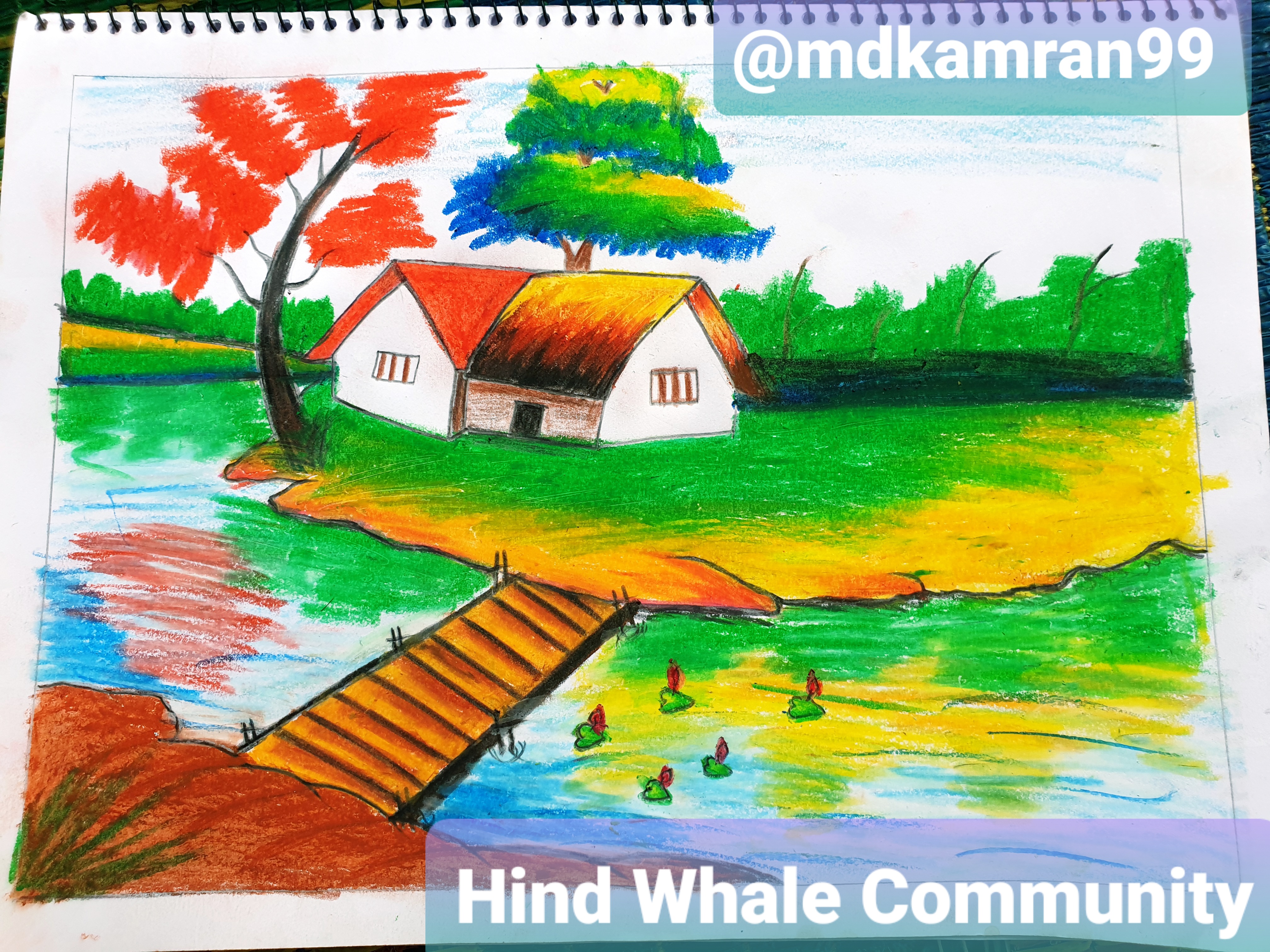 Village Life, Color Pencil,A4 landscape. : r/Art
