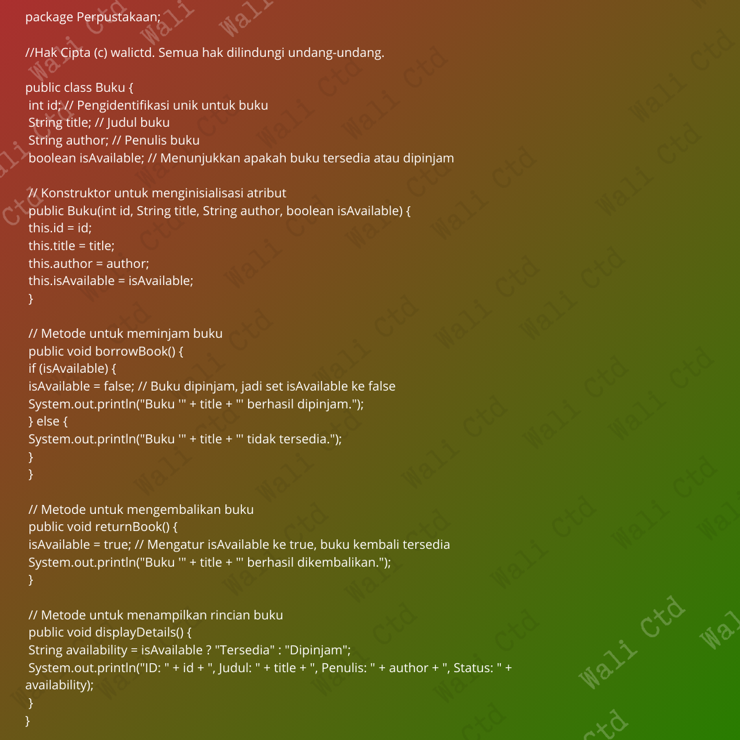 package laptopwalictd; public class Laptop { private String merek; private double harga; Konstruktor untuk menginisialisasi atribut public Laptop(String merek, double harga) { this.merek = merek; (10).png