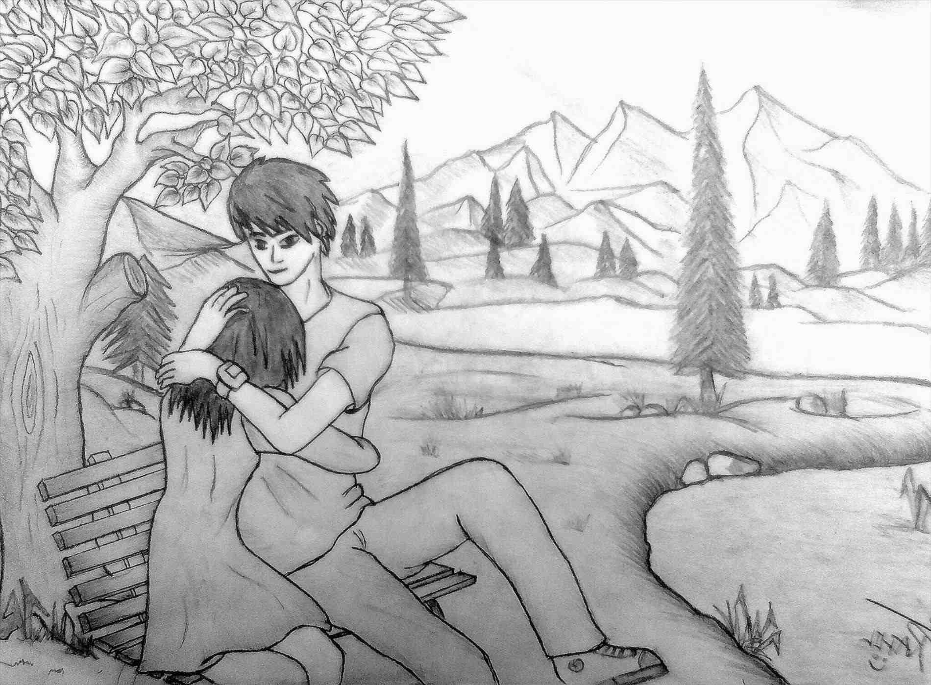 42 Simple Pencil Sketches Of Couples In Love  Artistic Haven