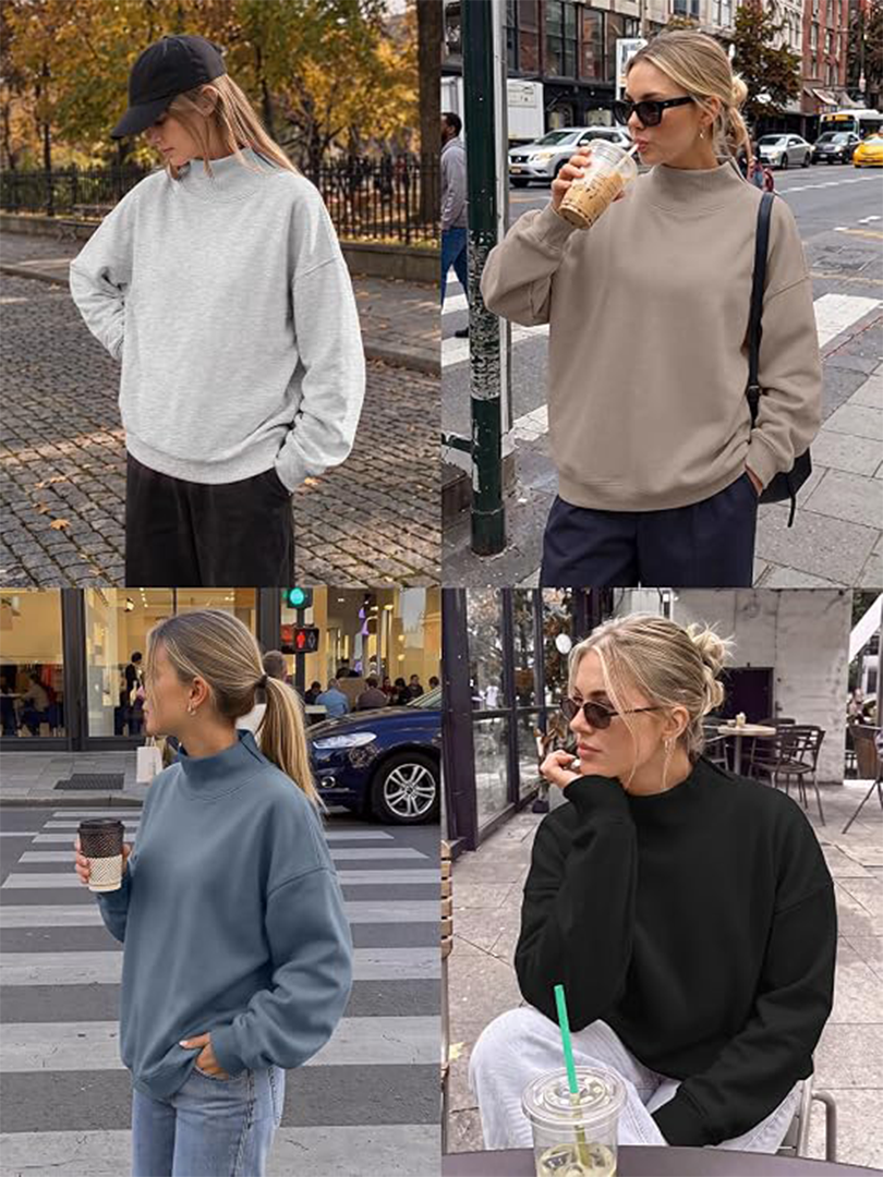 Womens Mock Neck Sweatshirts Oversized Pullover Fall Outfits Fall Fashion Clothes 2026,Long Sleeve Tops,Comfort Soft Fleece,Travel Ca.png