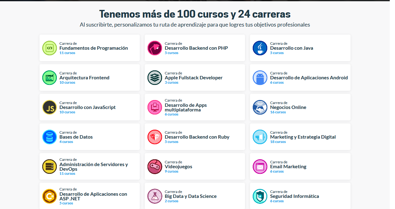 Captura de cursos Platzi