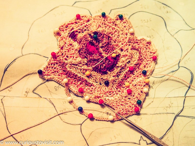 Irish Crochet rose work in progress