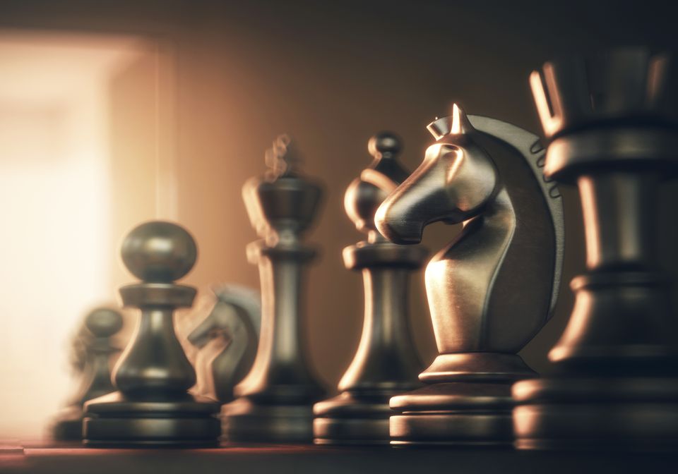 In the world of business, a chess piece symbolizes strategic