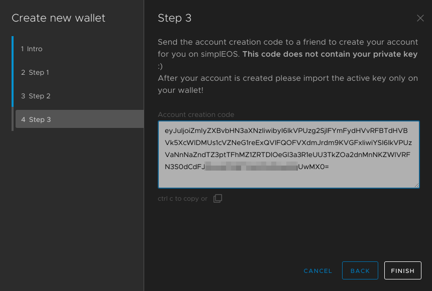 SimplEOS - Request new account - Step 3