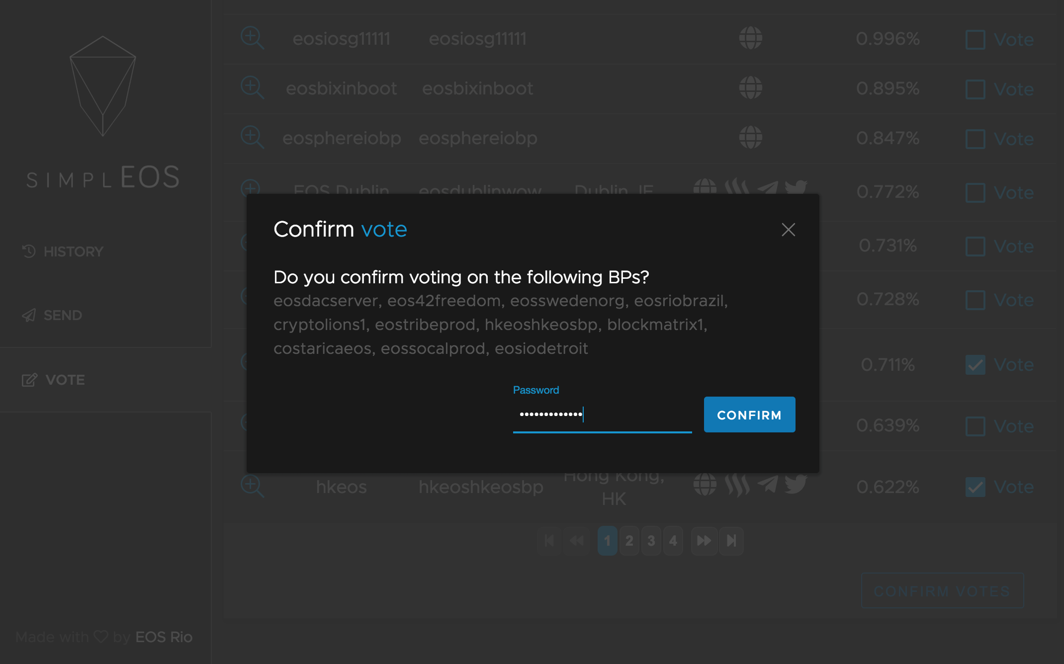 Confirm votes