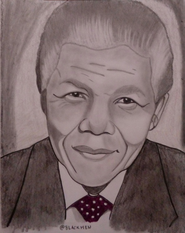 Pencil SKetch Of Mr. Nelson Mandela - Desi Painters