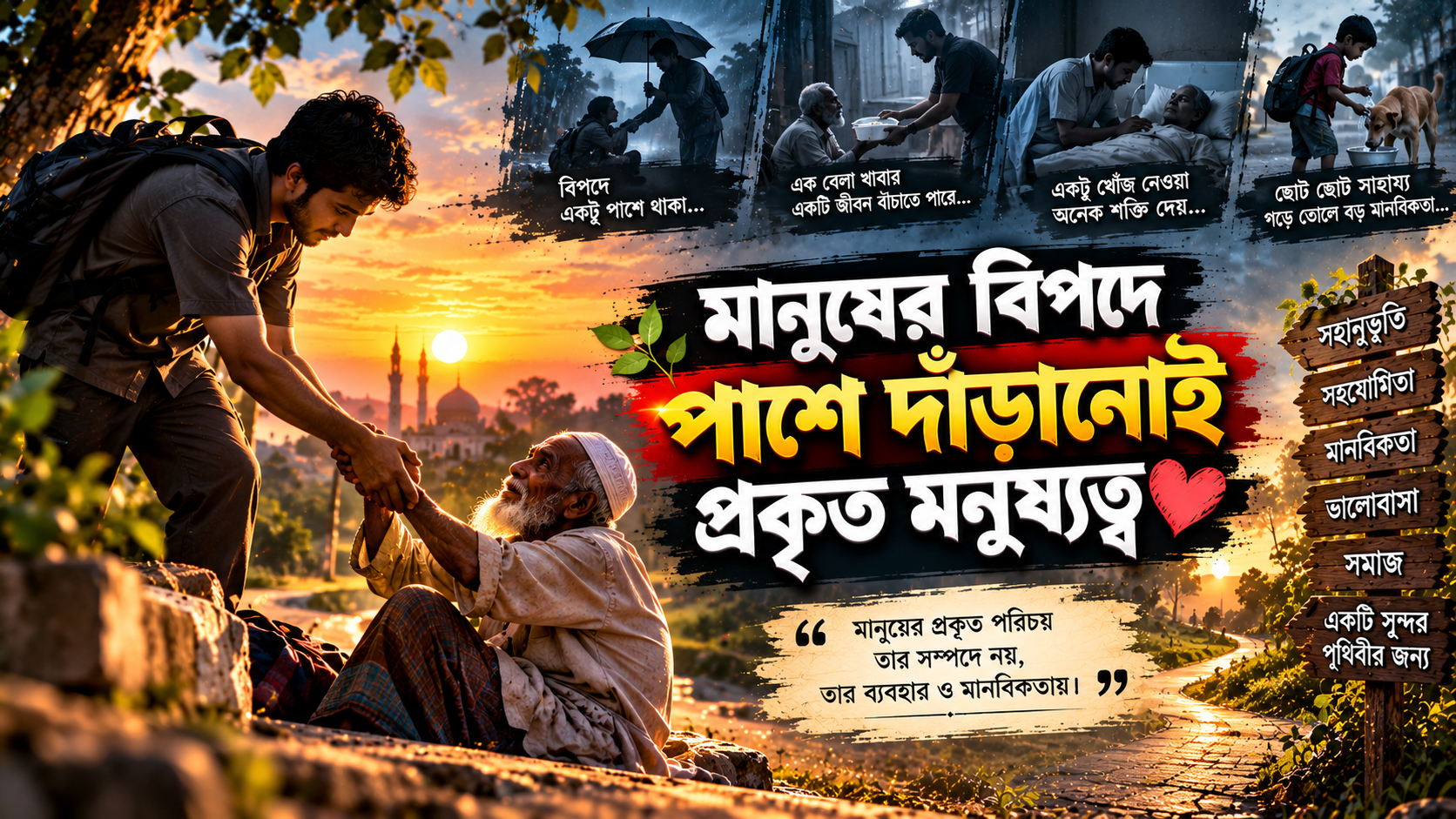 মানুষের বিপদে পাশে দাঁড়ানোই প্রকৃত মনুষ্যত্ব ❤️🤝