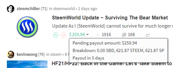 Steemit Suggestion - Breakdown pending payout into Author's and Curators' Rewards