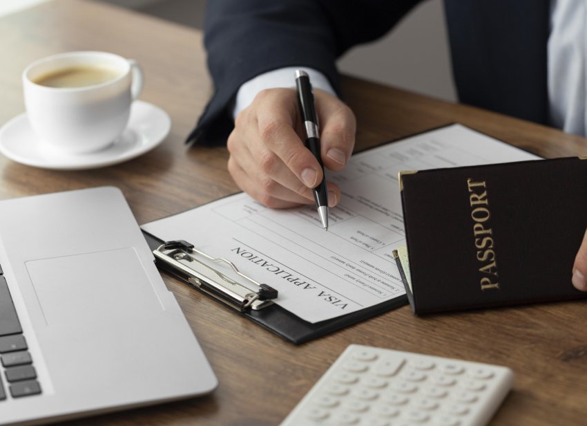Judge gavel, legal documents, and law books representing immigration law services