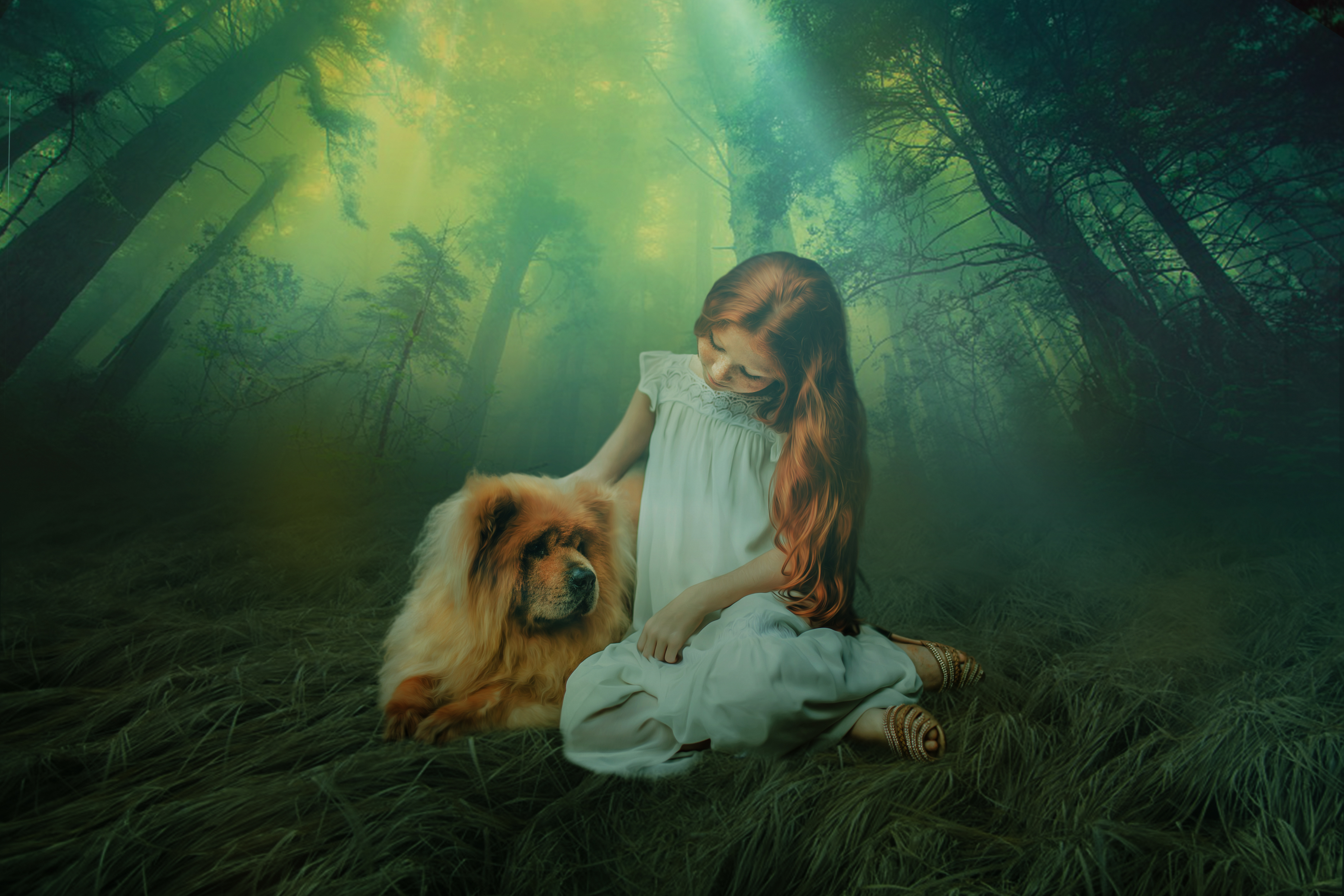 A Girl And dog in the Silent Forest Photomanipulation.jpg