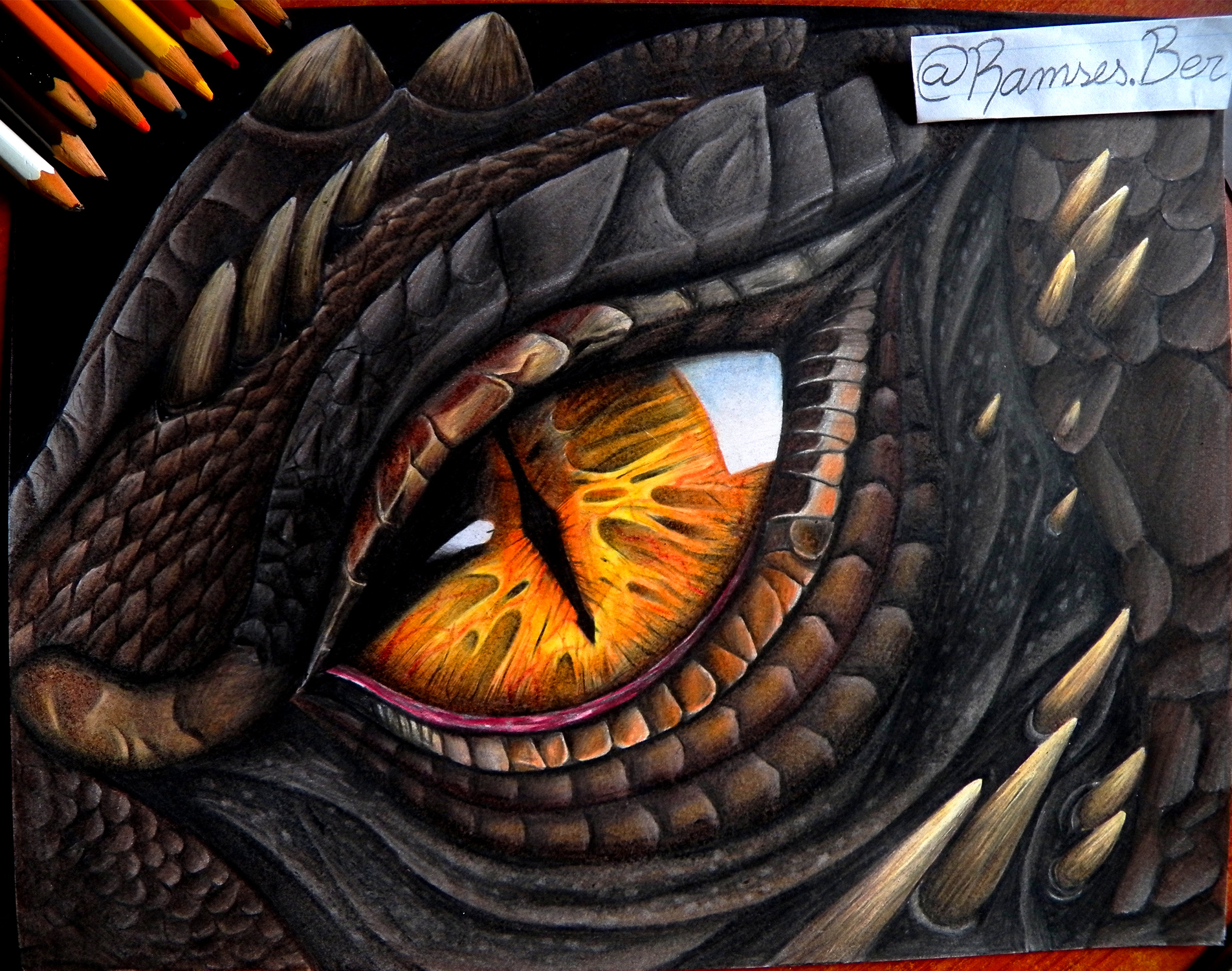 TIME LAPSE) Drawing a dragon eye with school Faber-Castell colors // "...