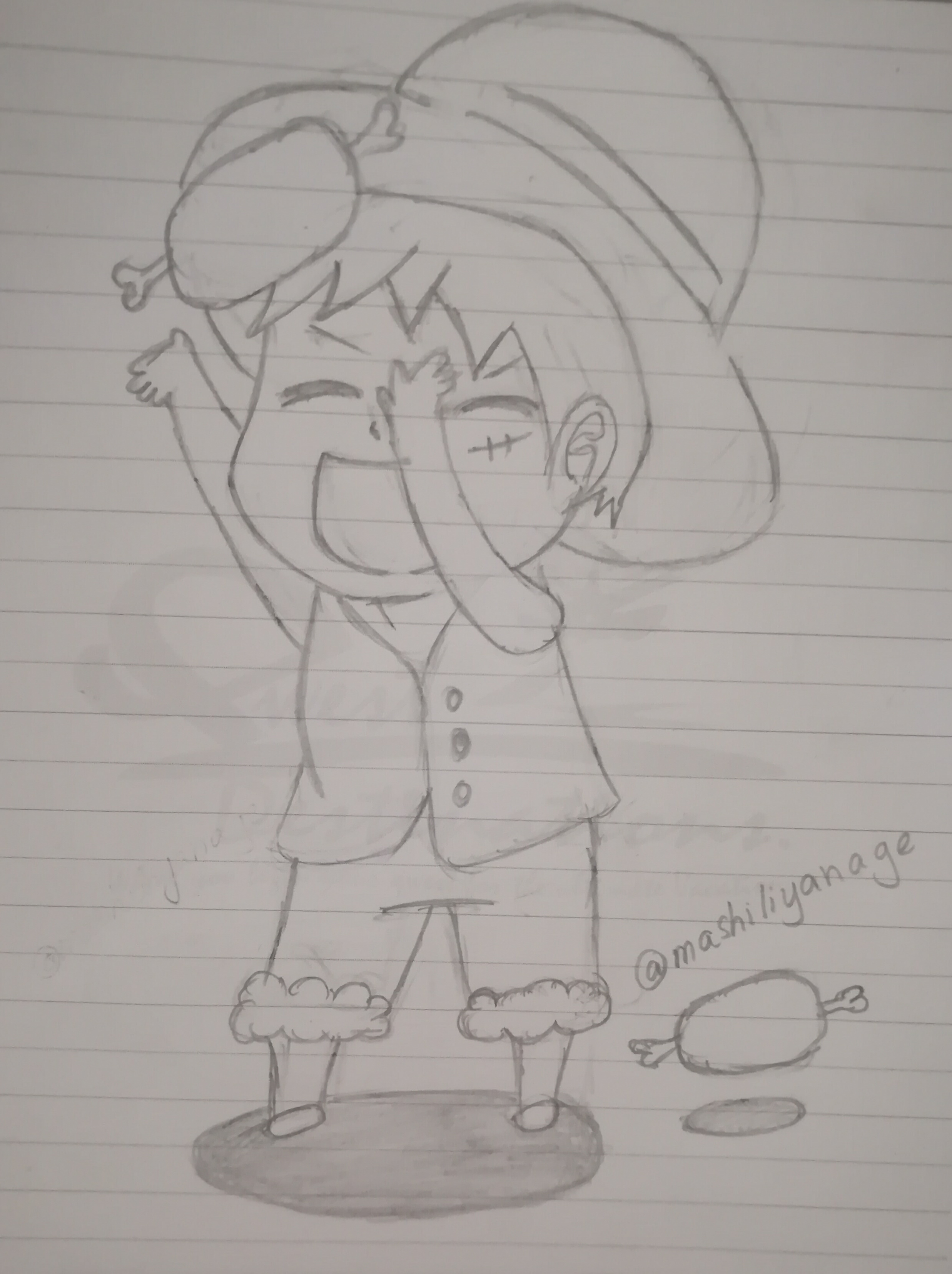 Give me meat! Drawing of a Chibi Luffy — Steemit