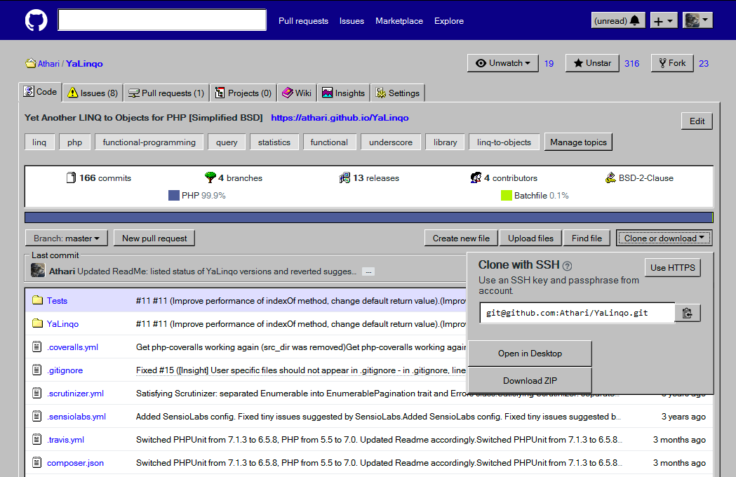 GITHUB Windows. Insight GITHUB. GITHUB suggestion. Phpdoc.