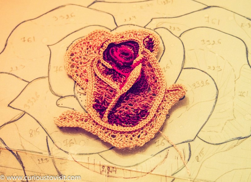 Irish Crochet rose work in progress