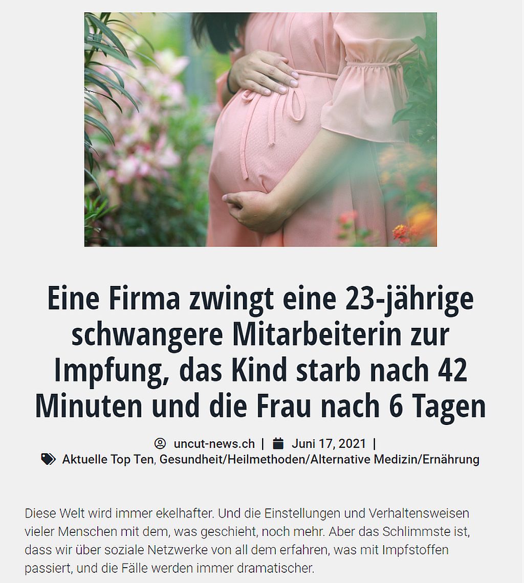 Eine Firma zwingt eine 23-jährige schwangere Mitarbeiterin zur Impfung, das Kind starb nach 42 Minuten und die Frau nach 6 Tagen.jpg