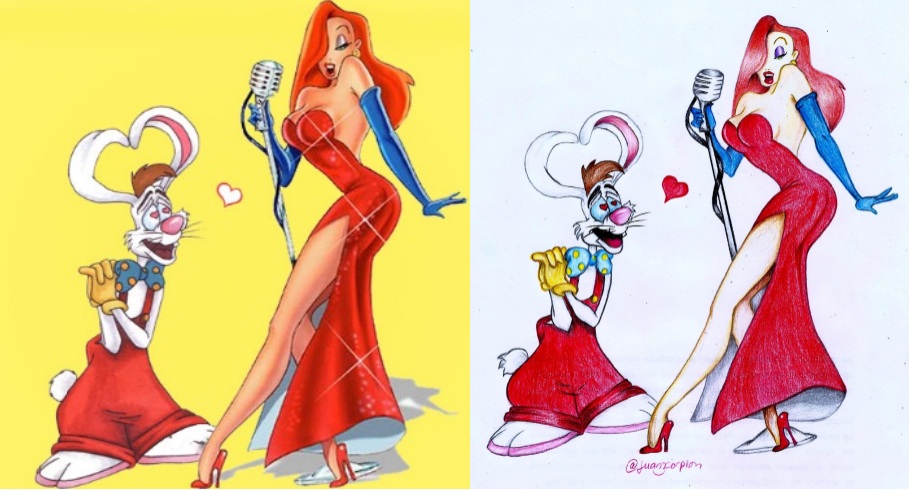 PAUSE IT AND DRAW IT - Jessica Rabbit and Roger Rabbit - Steemit.
