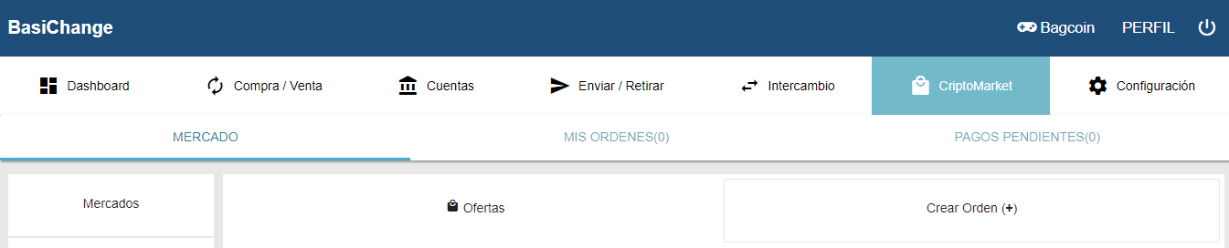 Secciones criptomarket
