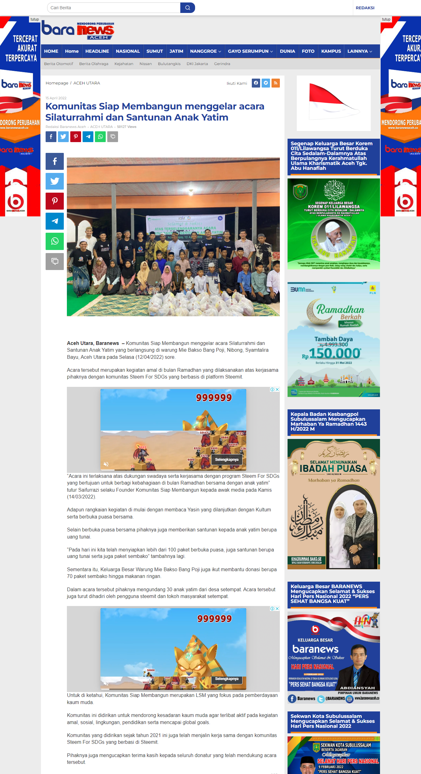 Komunitas Siap Membangun menggelar acara Silaturrahmi dan Santunan Anak Yatim - baraNews.png