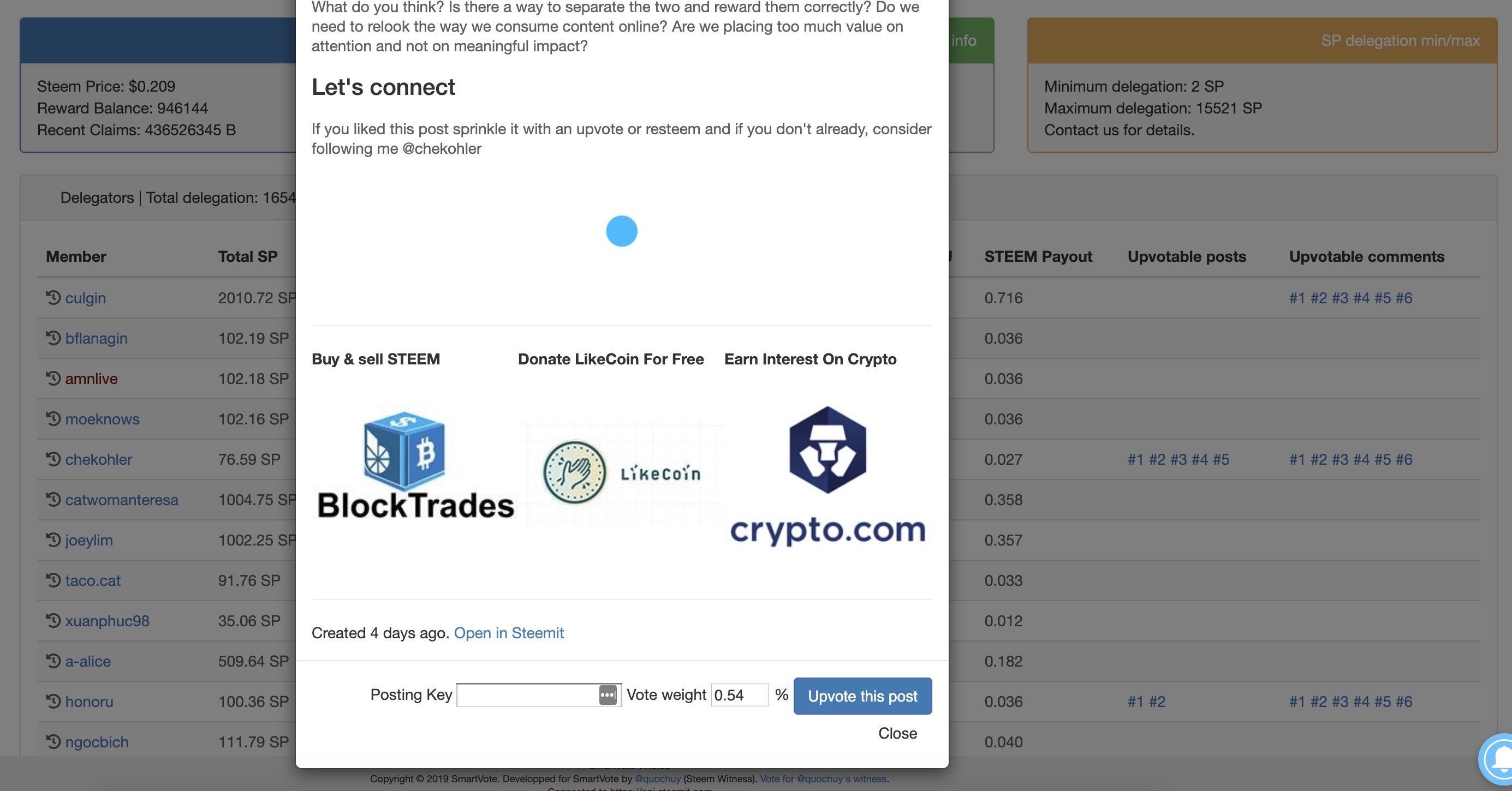 Steem post preview