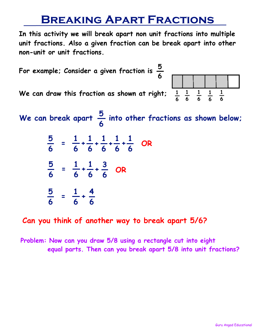 4th Grade Math Breaking Apart Fractions Steemit