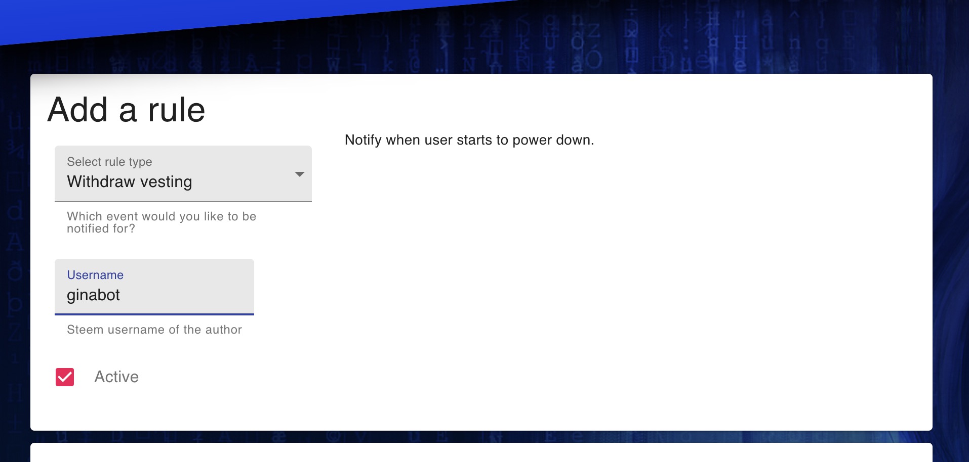GINAbot - Power down form