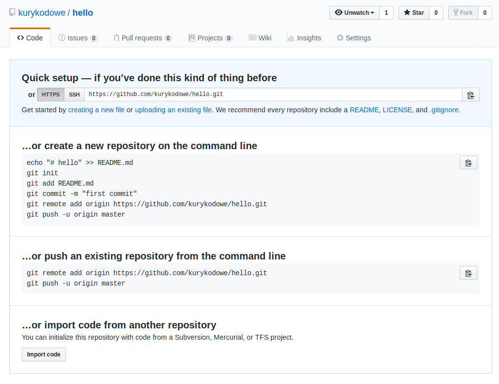GitHub new repository instructions