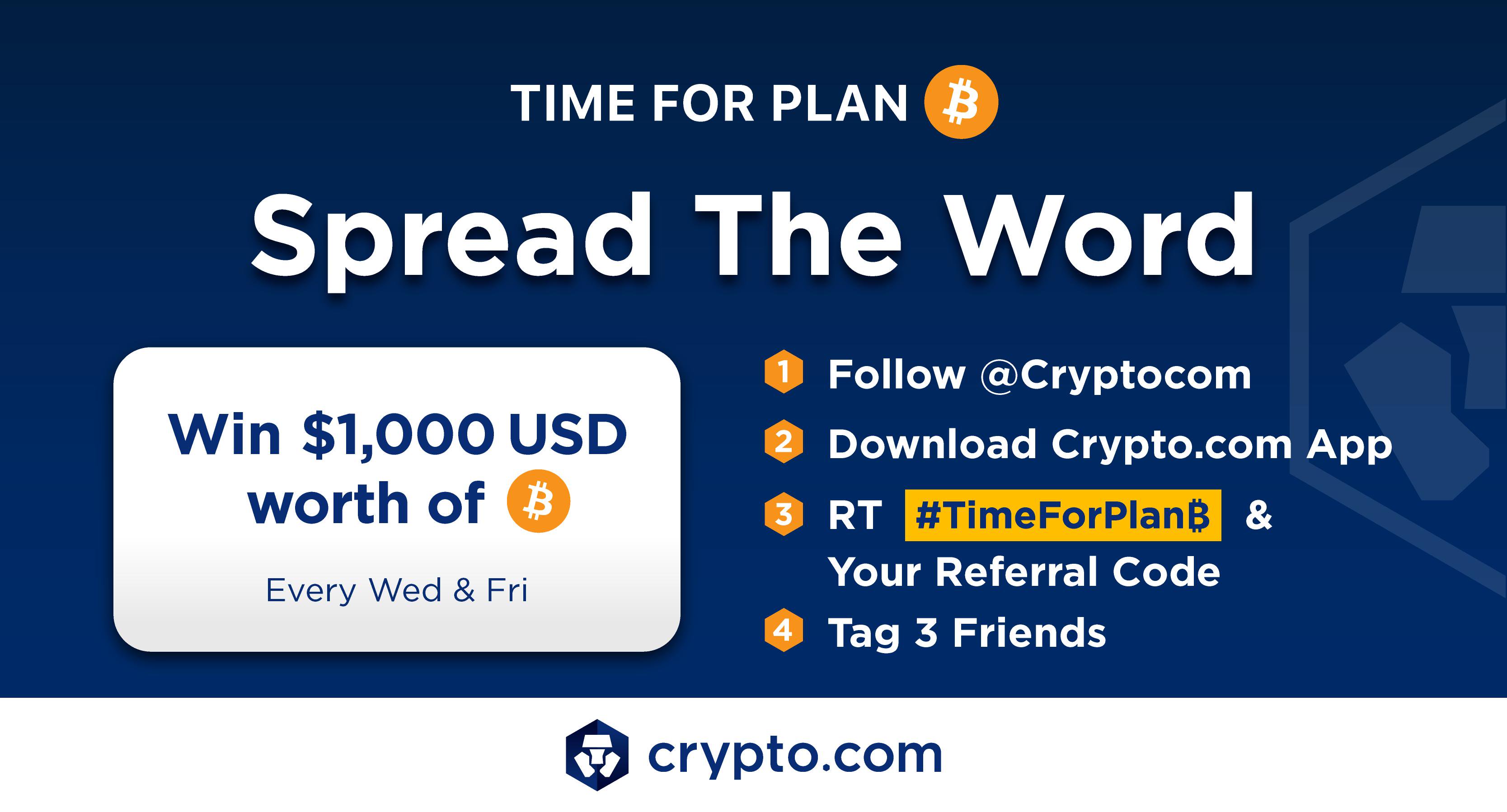 Win $1,000 USD worth of Bitcoin every Wed and Fri? Let's join Crypto.com latest celebration event to get a chance