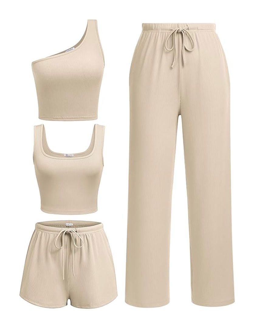 Knit Fabric,Soft and Comfortable, Tank Top and LongShort Pant with Pockets, for Leisure,Summer Beach Vacation.jpg