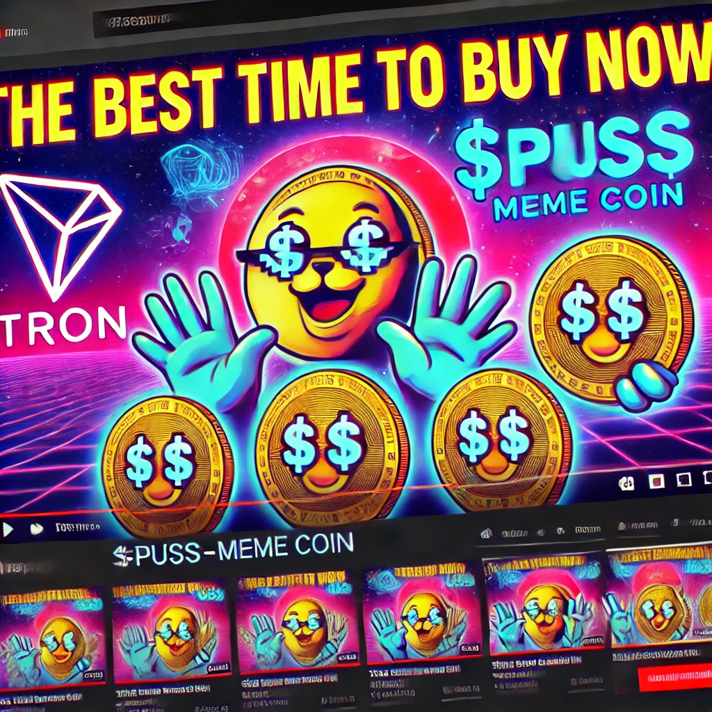 DALLE_2024-10-26_22.28.37_-_A_YouTube_thumbnail_for_PUSS_Meme_Coin_with_the_text__The_Best_Time_to_Buy_is_NOW_._Bold_eye-catching_colors_with_coin_graphics_a_futuristic_.png