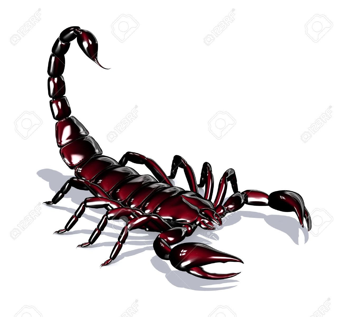 Красный Скорпион на белом фоне