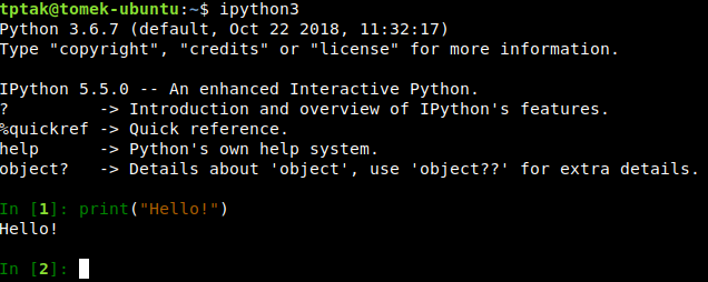 Python interpreter's interactive console