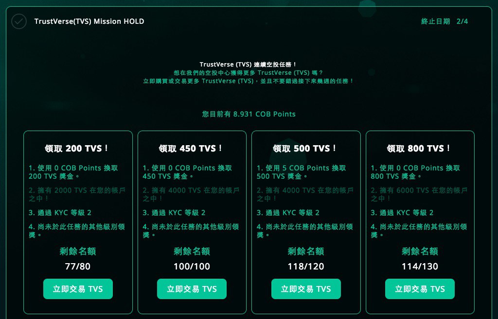 TrustVerse 联合 COBINHOOD 多项活动来袭
