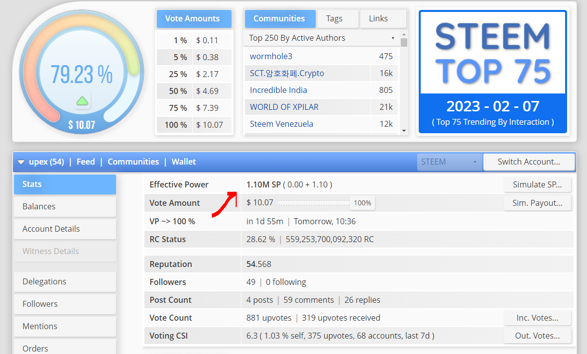 Upex passes 1.1 million Steem Power Delegated!