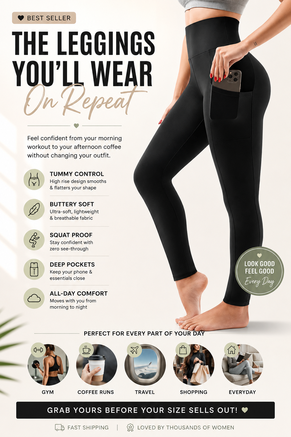 High Waisted Leggings with Pockets Women, Full Length Capri Buttery Soft Stretchy Yoga Pants.png