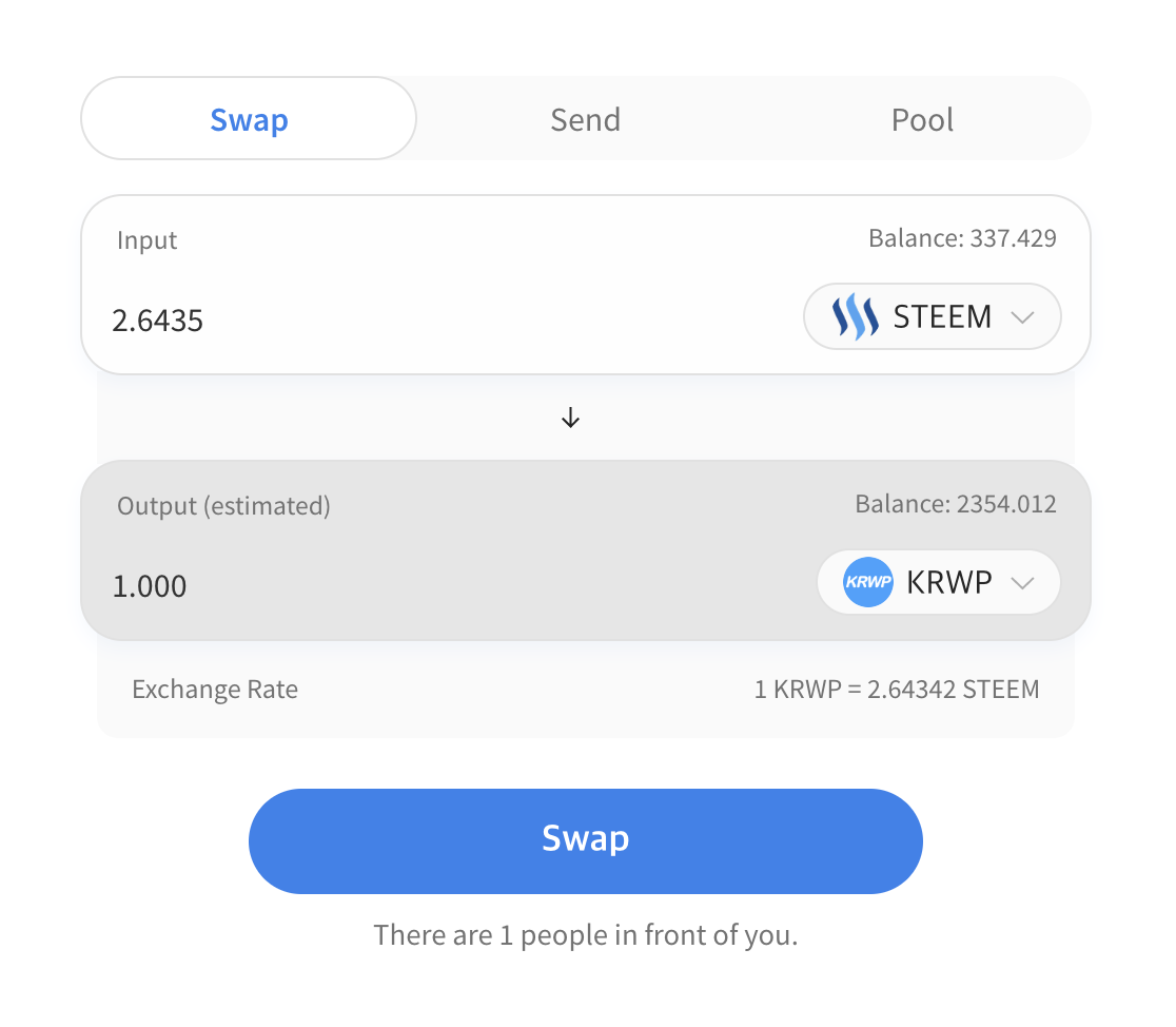 [SCT SWAP] KRWP를 2.6STEEM 정도에 살 수 있습니다. If you need KRWP, just swap your token with sctswap.