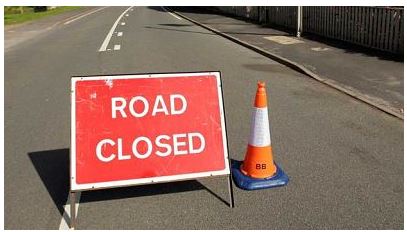 Road Closed sign cone.JPG