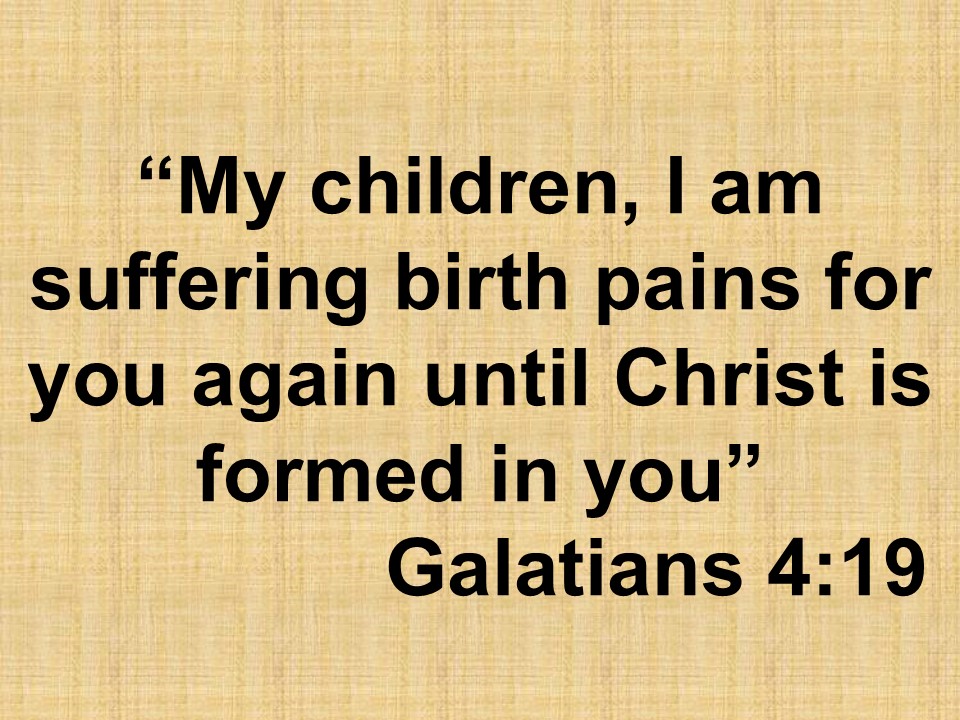 The zeal of the apostle. My children, I am suffering birth pains for you again until Christ is formed in you. Galatians 4,19.jpg