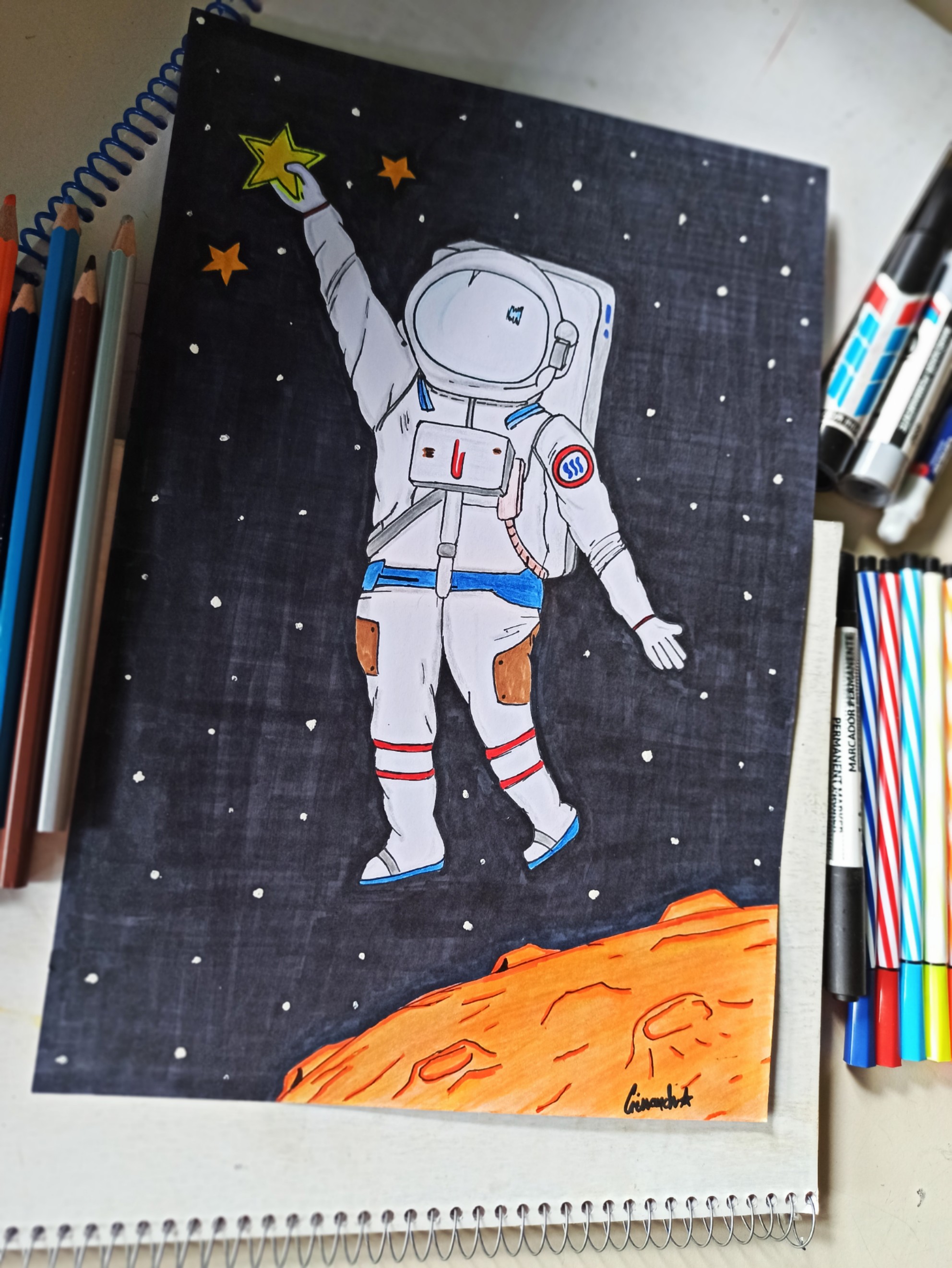 soporte Orientar alquitrán dibujos a lapiz de astronautas Skalk chatarra  perdí mi camino