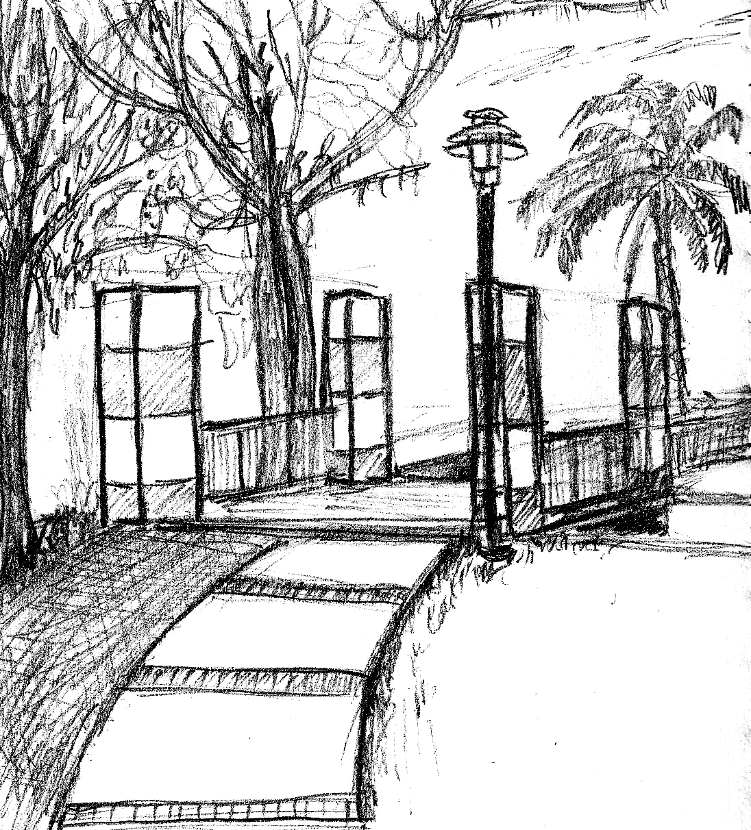 Легкие рисунки улицы. Рисунок парка карандашом. Пейзаж парка карандашом. Зарисовки пейзажа городского парка. Городской пейзаж рисунок карандашом.