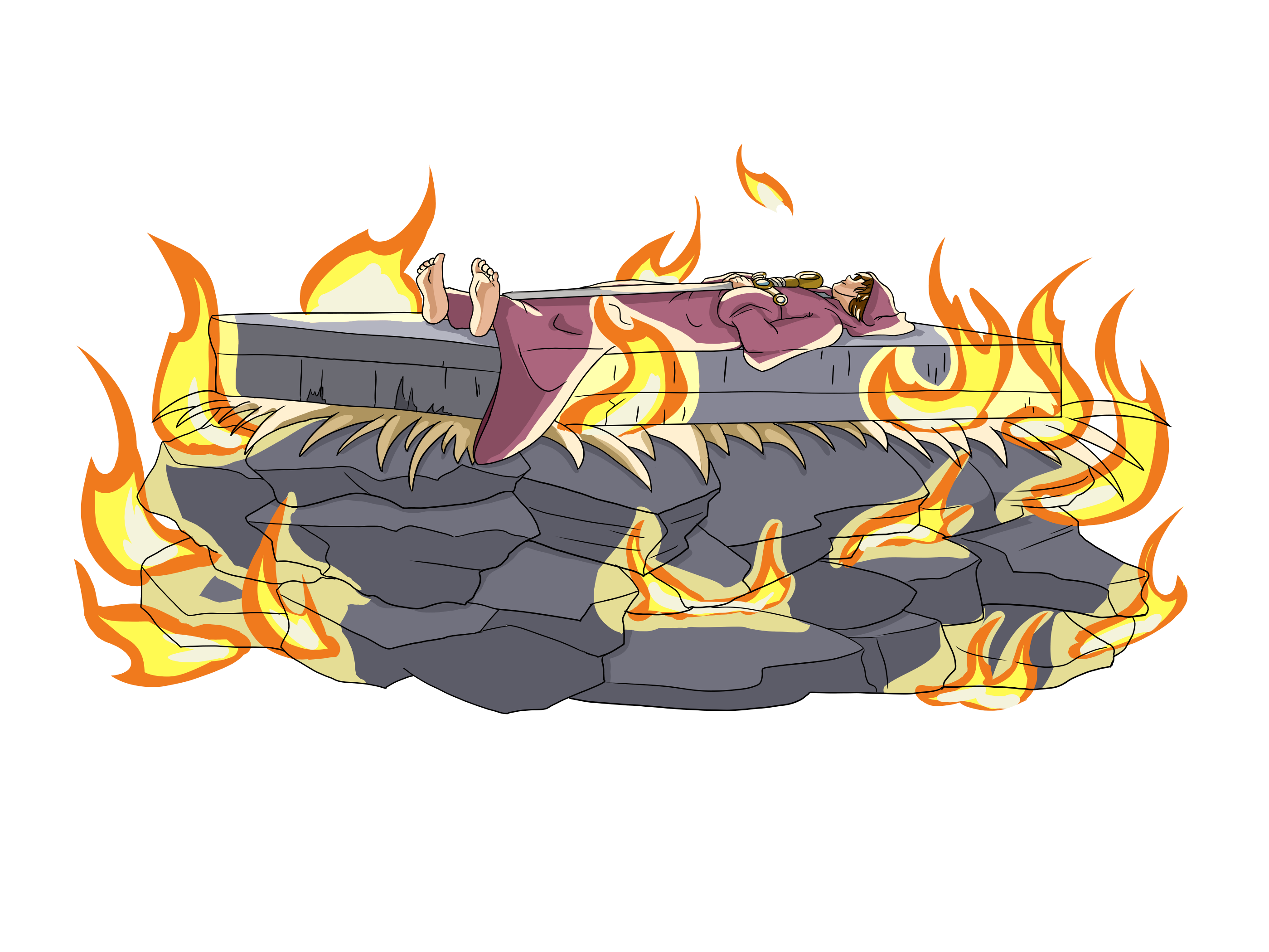 Fallen Warrior on a Stone pyre.png