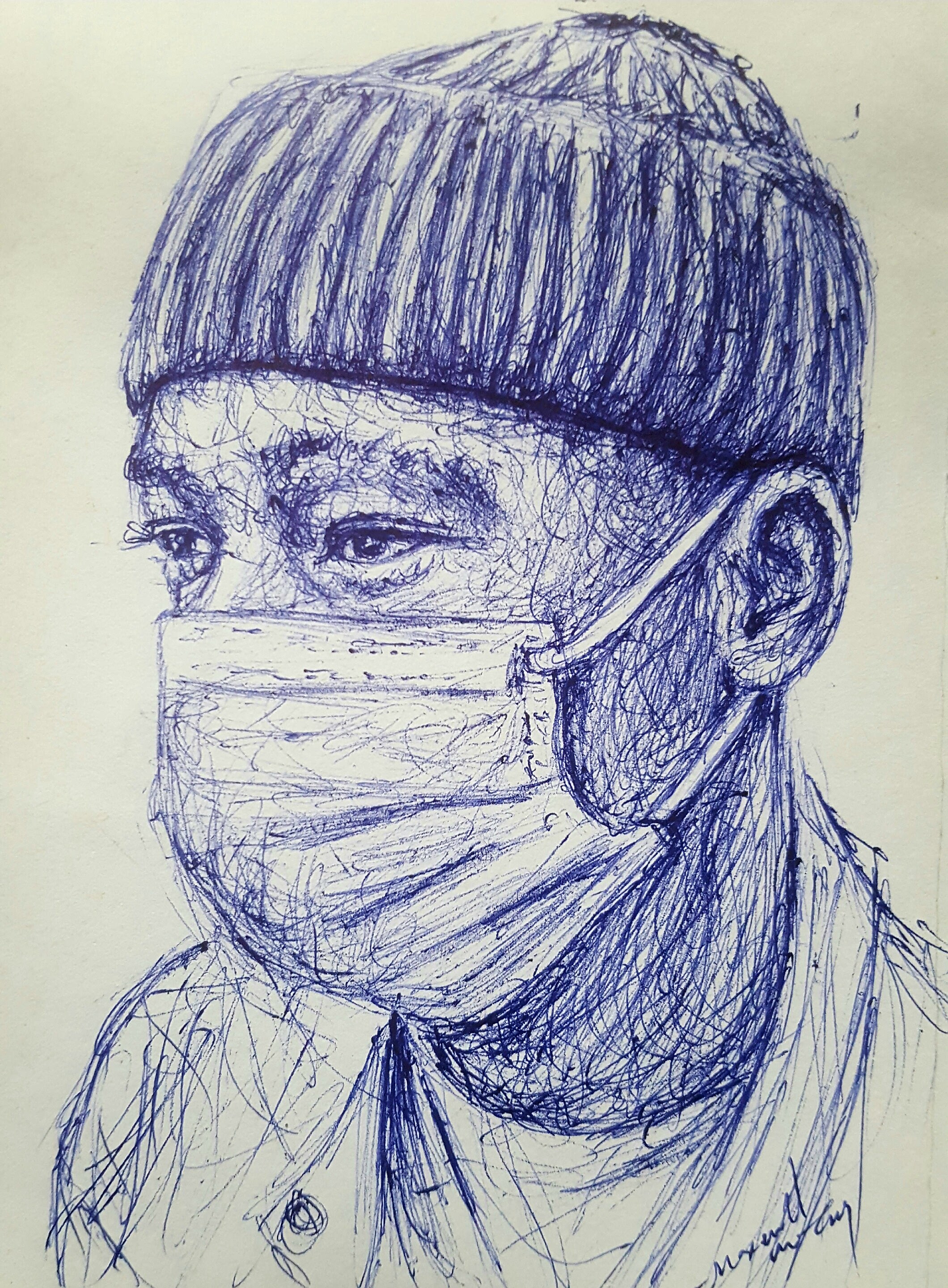 Medical face mask sketch protection from corona Vector Image