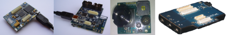 Imote2 (a) radio processor board (IPR2400) (b) interface board (IIB400) (c) sensor board (IMB400)(d) power supply board (IBB2400)