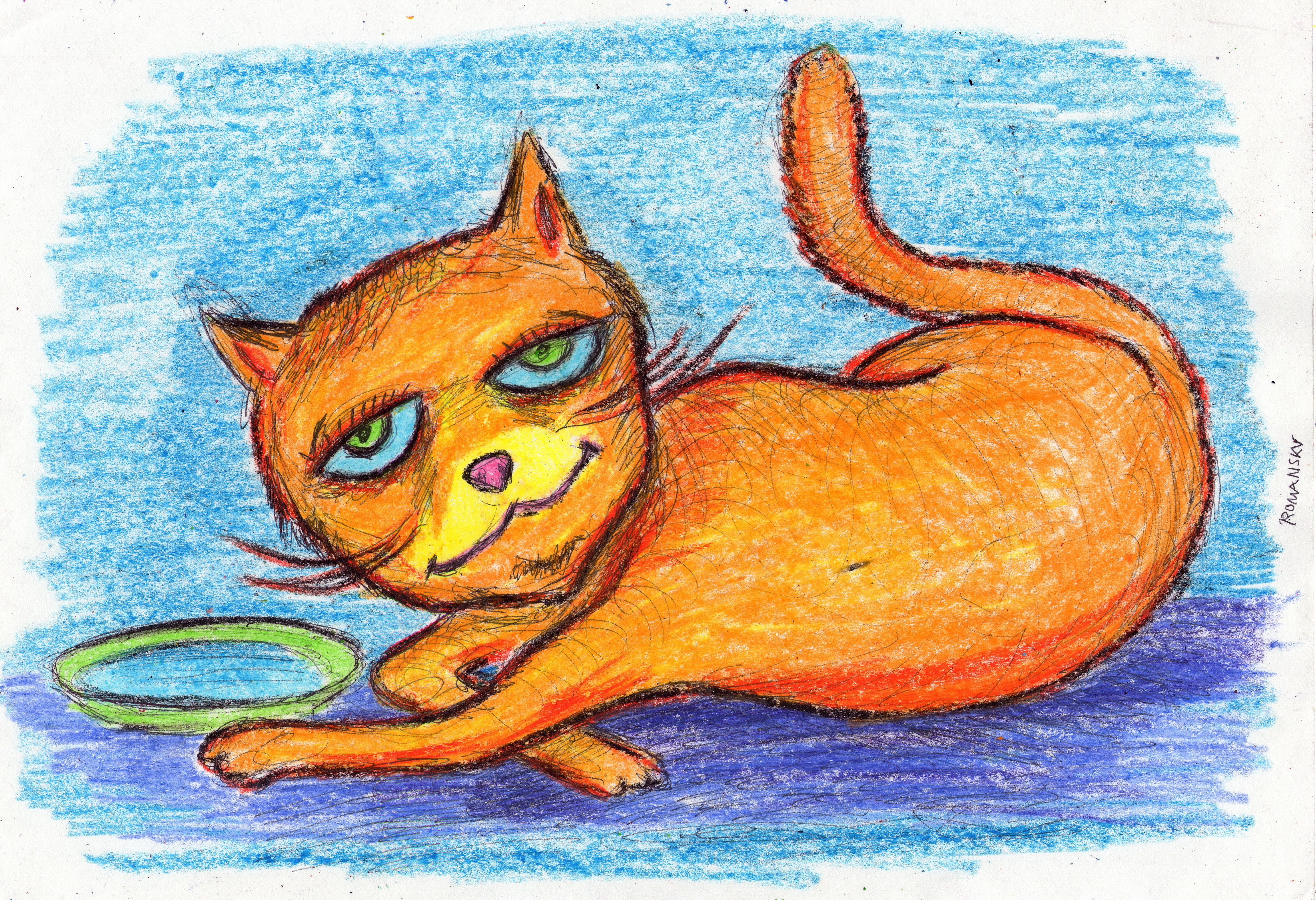 Рисунок довольный кот