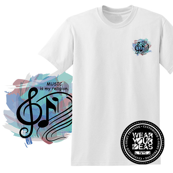 POCKET TEE Music Is My Religion, Men DTG printing WEAR IDEAS WYI (White).jpg