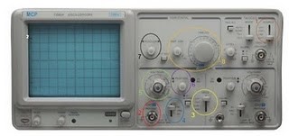 The external physical parts of the oscilloscope.