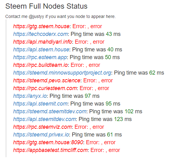 Steem Full Nodes Status | 全节点信息显示在 steemyy.com