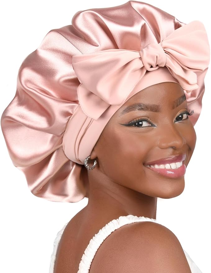 YANIBEST Satin Bonnet Silk Bonnet for Sleeping Double Layer Satin Lined Hair Bonnet with Tie Band for Women Curly Hair.jpg