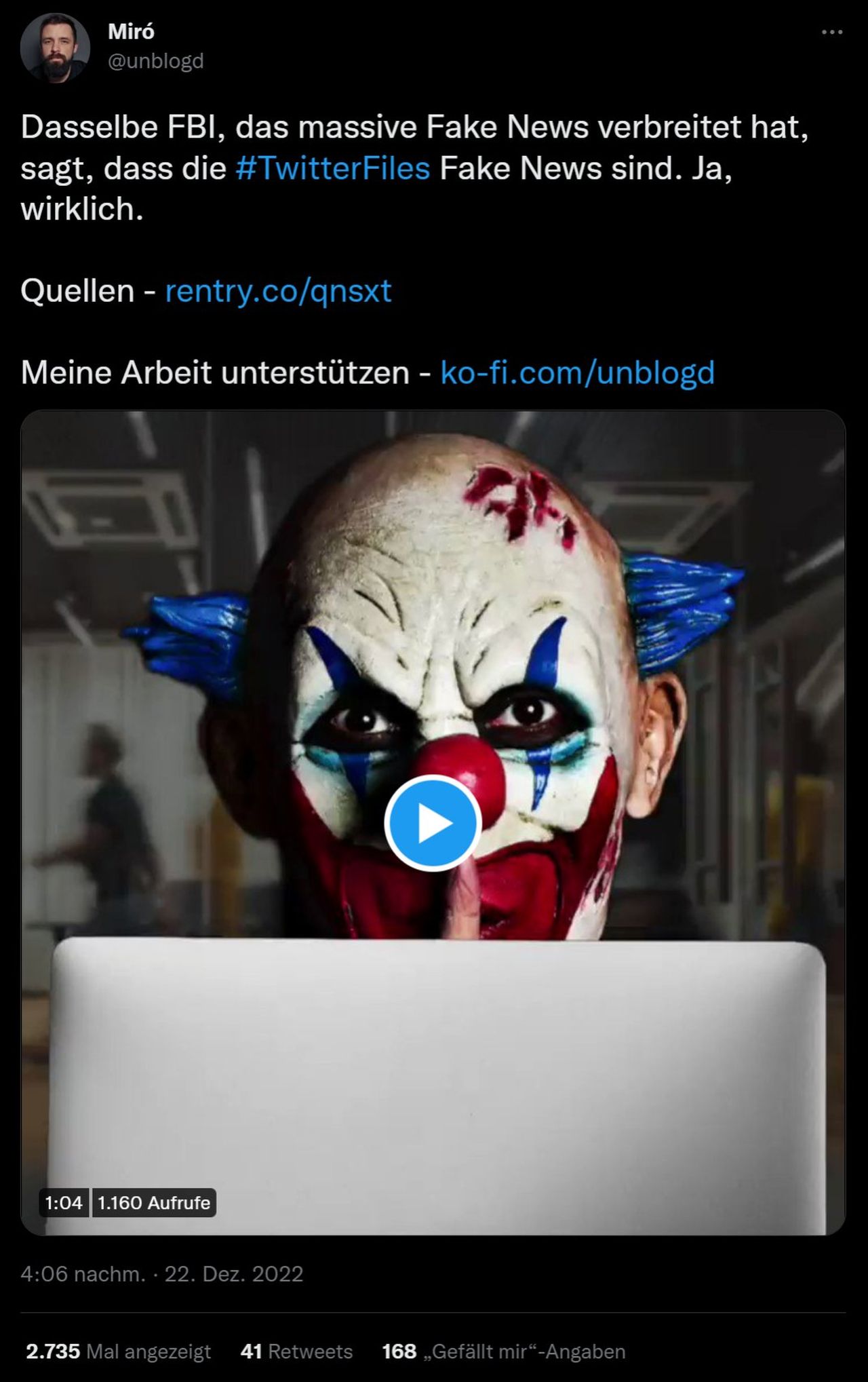 Dasselbe FBI, das massive Fake News verbreitet hat, sagt, dass die #TwitterFiles Fake News sind. Ja, wirklich 2..jpg