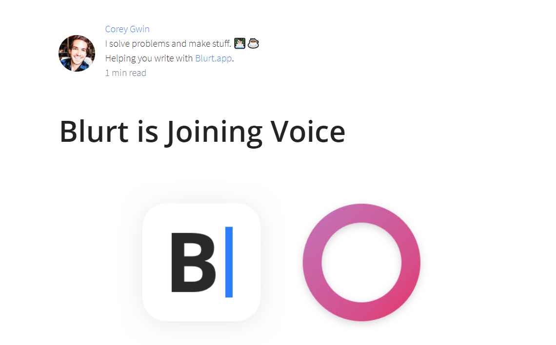 [EOS Inside] Blurt의 Tech Lead Corey Gwin이 VOICE에 합류합니다